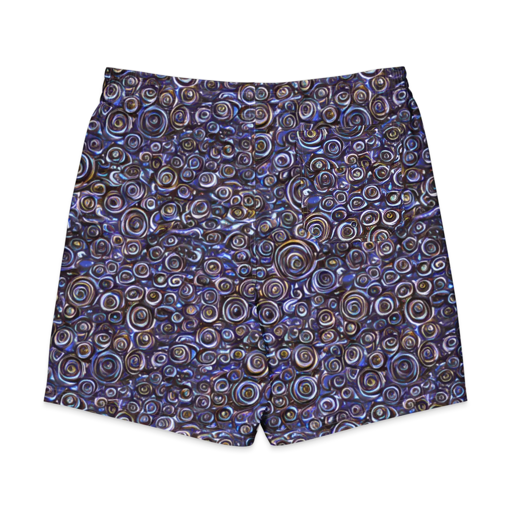 Midnight Spirals on Men's Board Shorts — Back