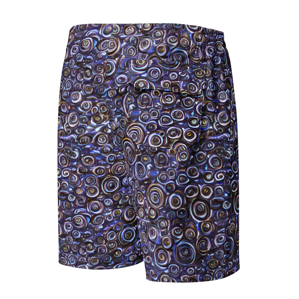 Midnight Spirals on Men's Board Shorts — Back
