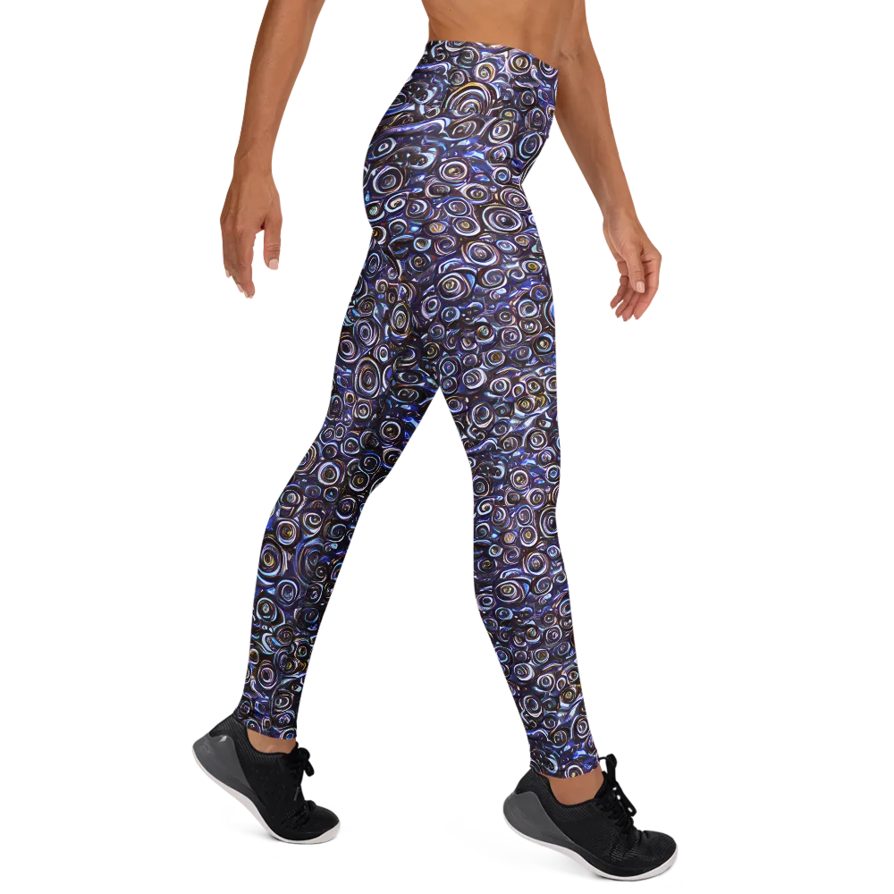 Midnight Spirals on Yoga Leggings — Right