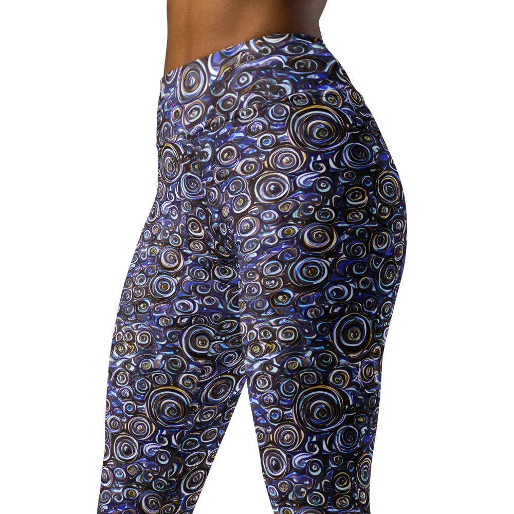 Midnight Spirals on Yoga Leggings — Left Front
