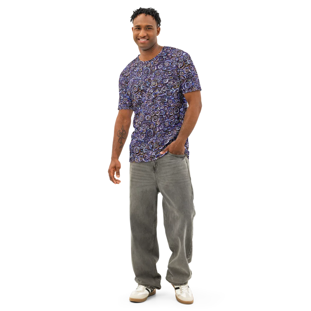 Midnight Spirals on Men's Cotton Crew Neck T-Shirt — Front