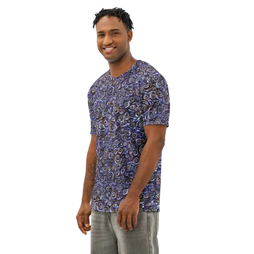 Midnight Spirals on a Men's Cotton Crew Neck T-Shirt