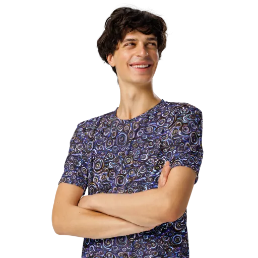 Midnight Spirals on a Men's Crew Neck T-Shirt