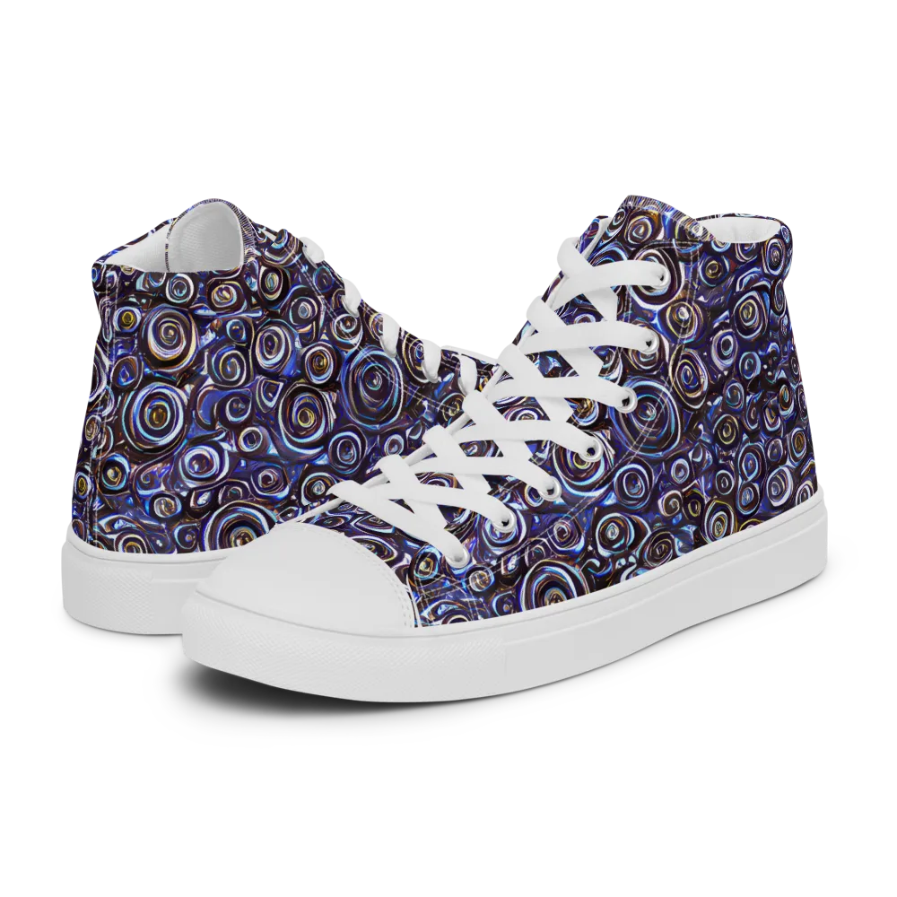 Midnight Spirals on Men's High Top Canvas Shoes — Left