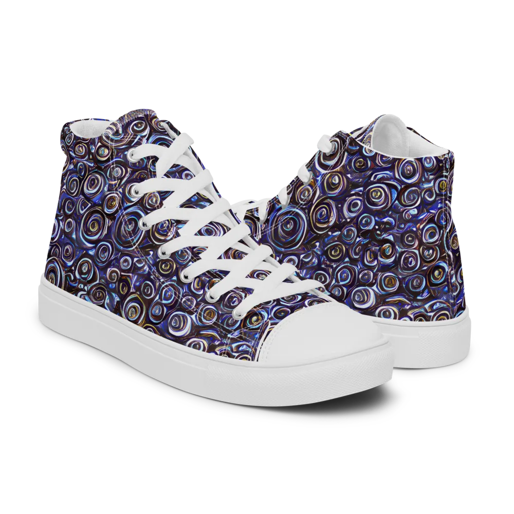 Midnight Spirals on Men's High Top Canvas Shoes — Right