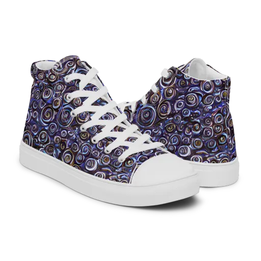Midnight Spirals on a Men's High Top Canvas Shoes