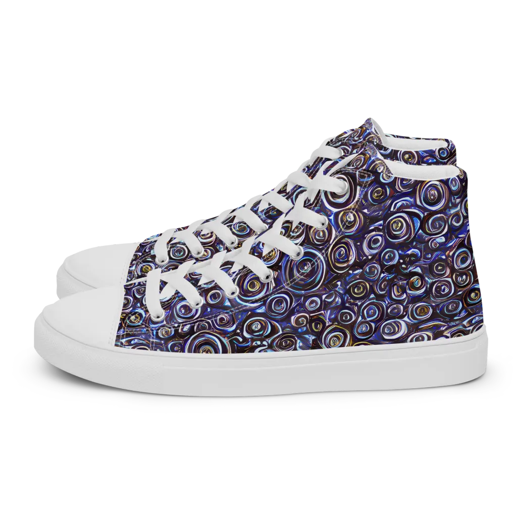 Midnight Spirals on Women's High Top Canvas Shoes — Left