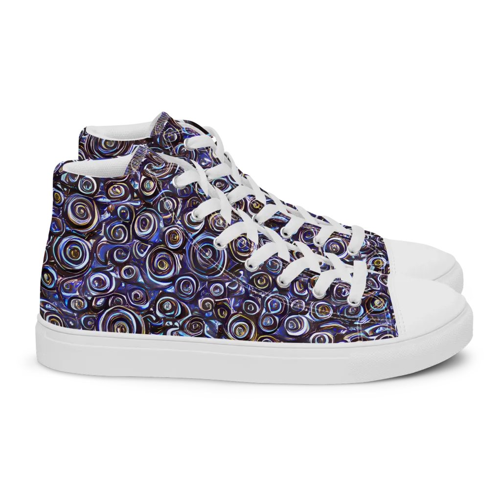 Midnight Spirals on Women's High Top Canvas Shoes — Right