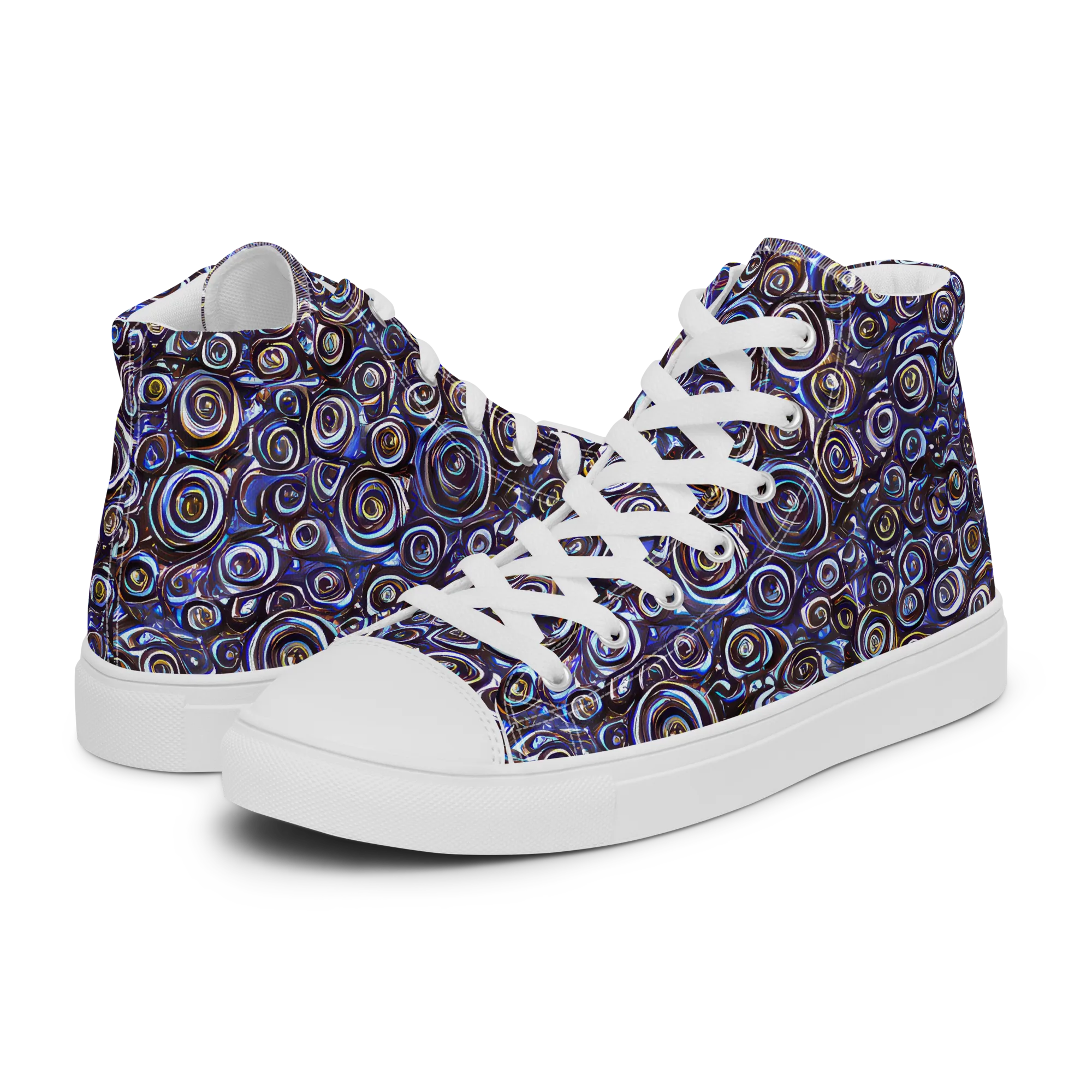 Midnight Spirals on Women's High Top Canvas Shoes — Left