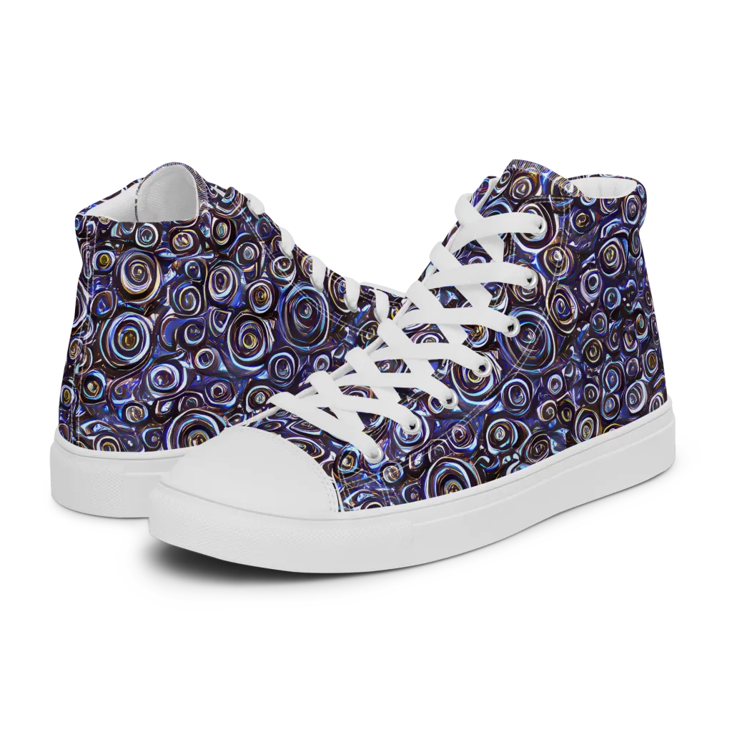 Midnight Spirals on Women's High Top Canvas Shoes — Left