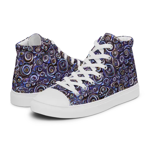 Midnight Spirals on a Women's High Top Canvas Shoes