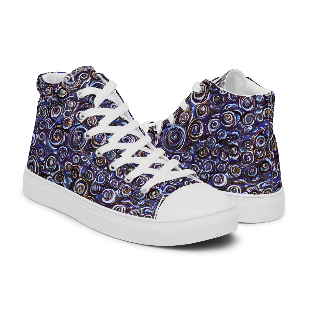 Midnight Spirals on Women's High Top Canvas Shoes — Right