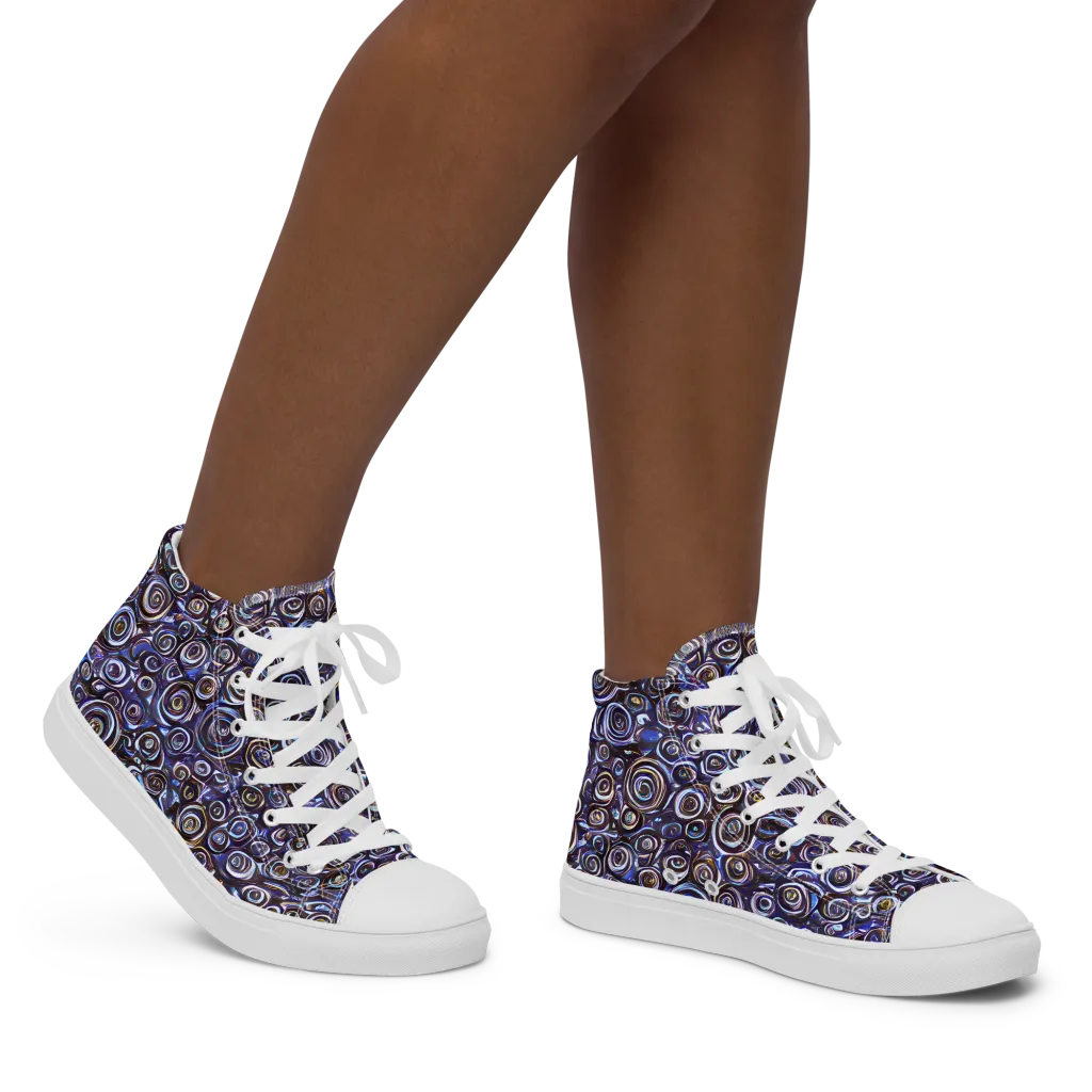 Midnight Spirals on Women's High Top Canvas Shoes — Right