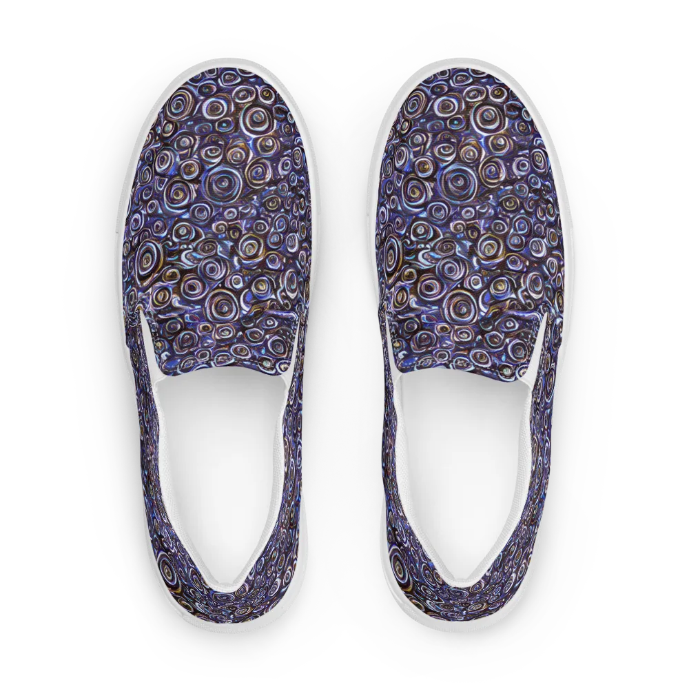 Midnight Spirals on Men's Slip-On Canvas Shoes — Front
