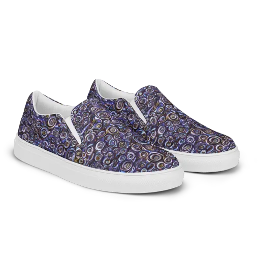 Midnight Spirals on a Men's Slip-On Canvas Shoes