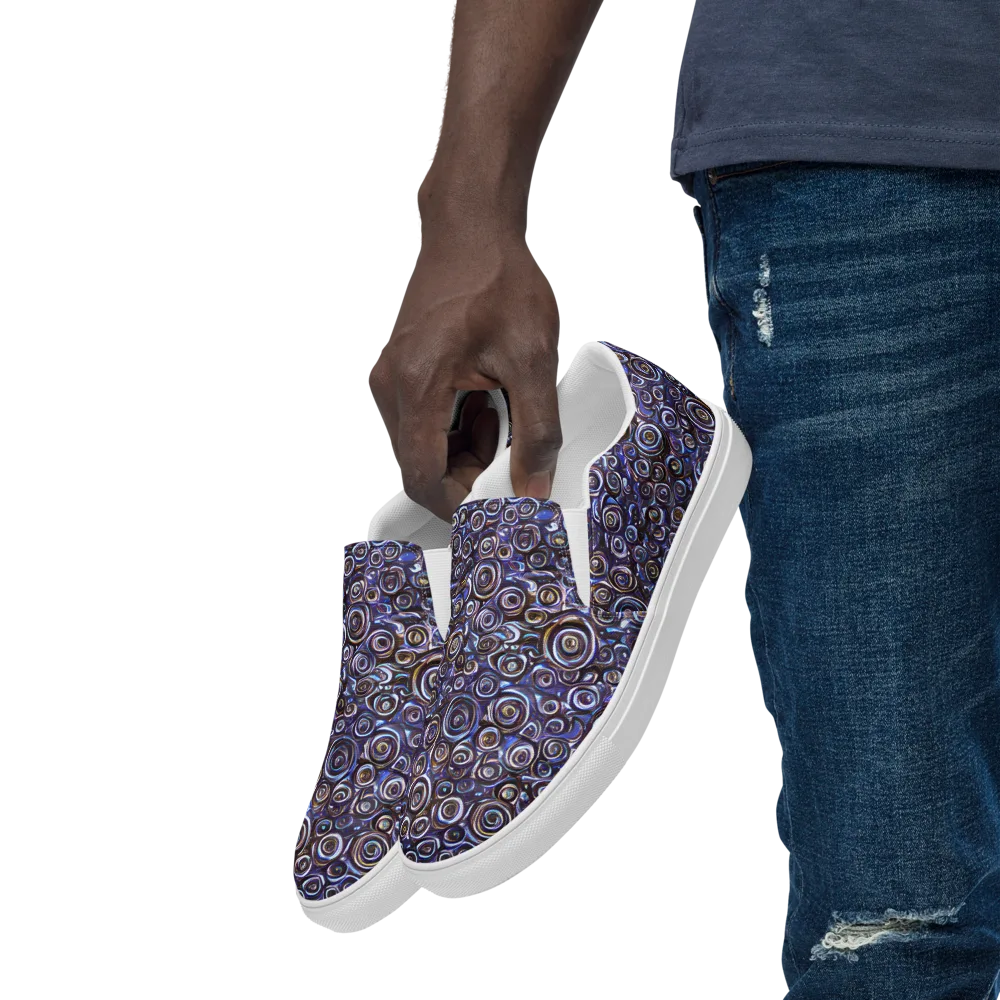 Midnight Spirals on Men's Slip-On Canvas Shoes — Left Front