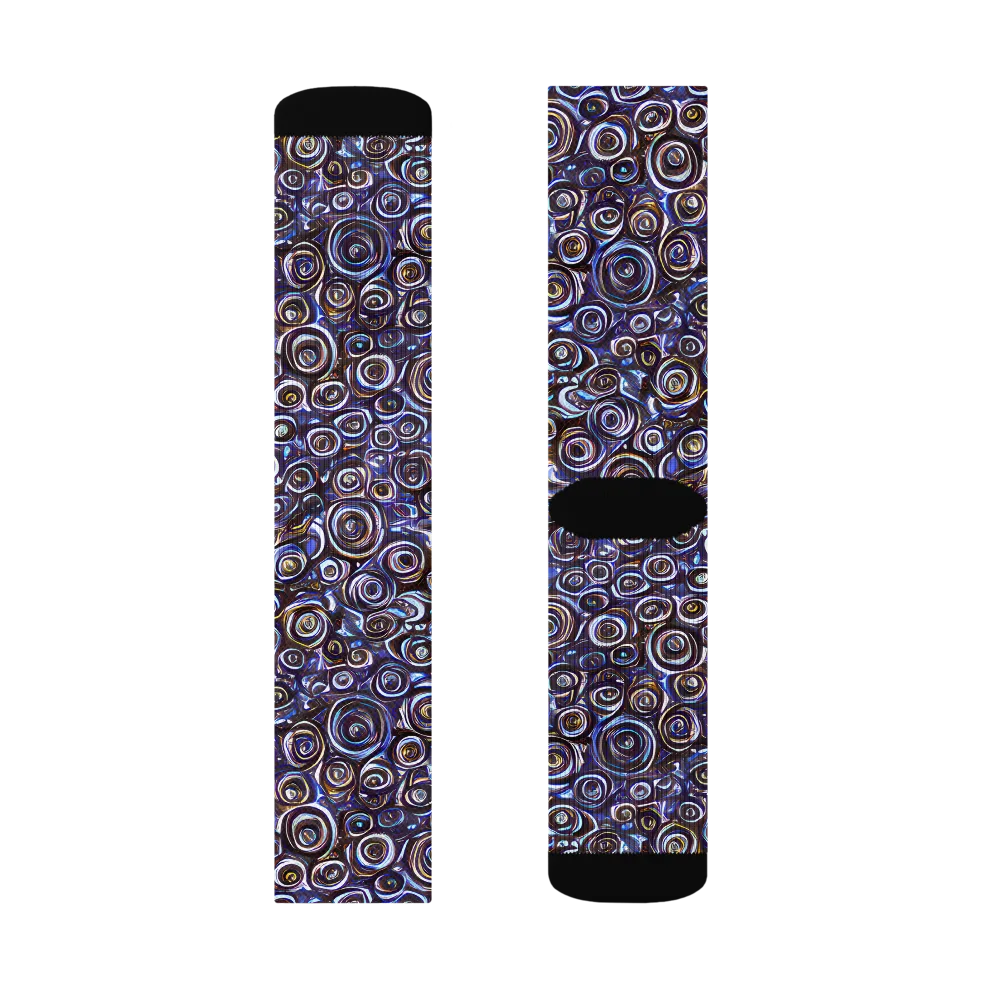 Midnight Spirals on Socks — Left Sock