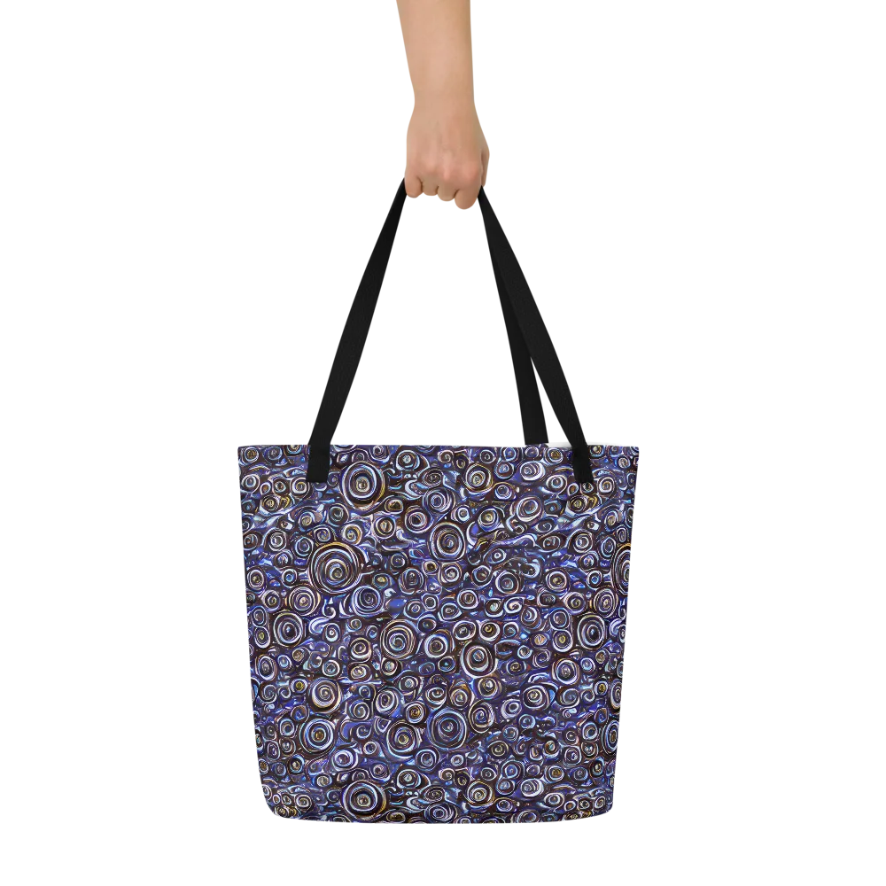 Midnight Spirals on Large Tote Bag W/ Pocket — Front