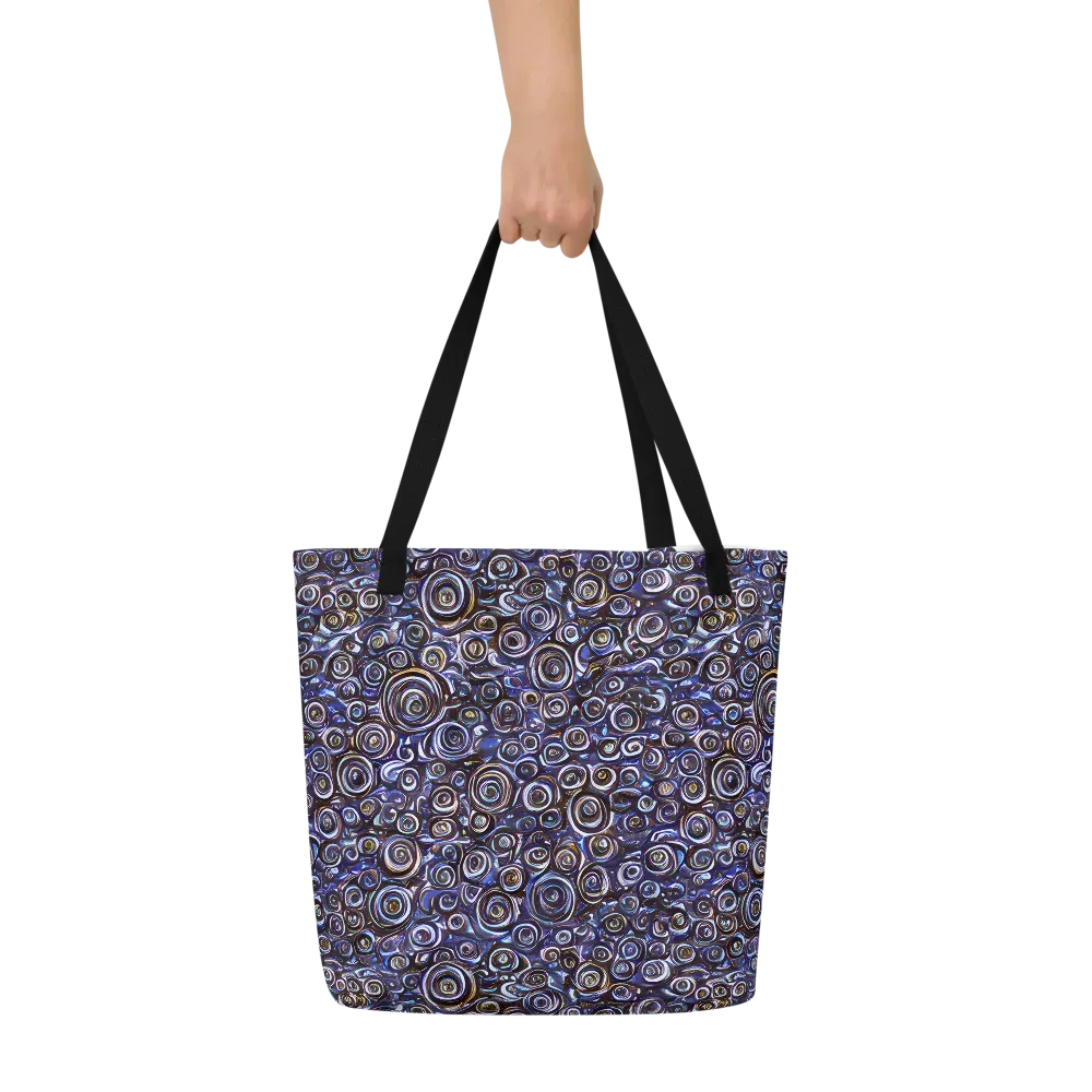 Midnight Spirals on Large Tote Bag W/ Pocket — Front