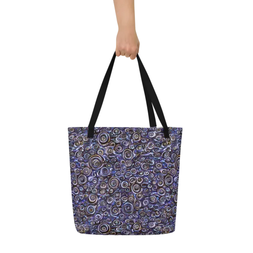 Midnight Spirals on a Large Tote Bag W/ Pocket