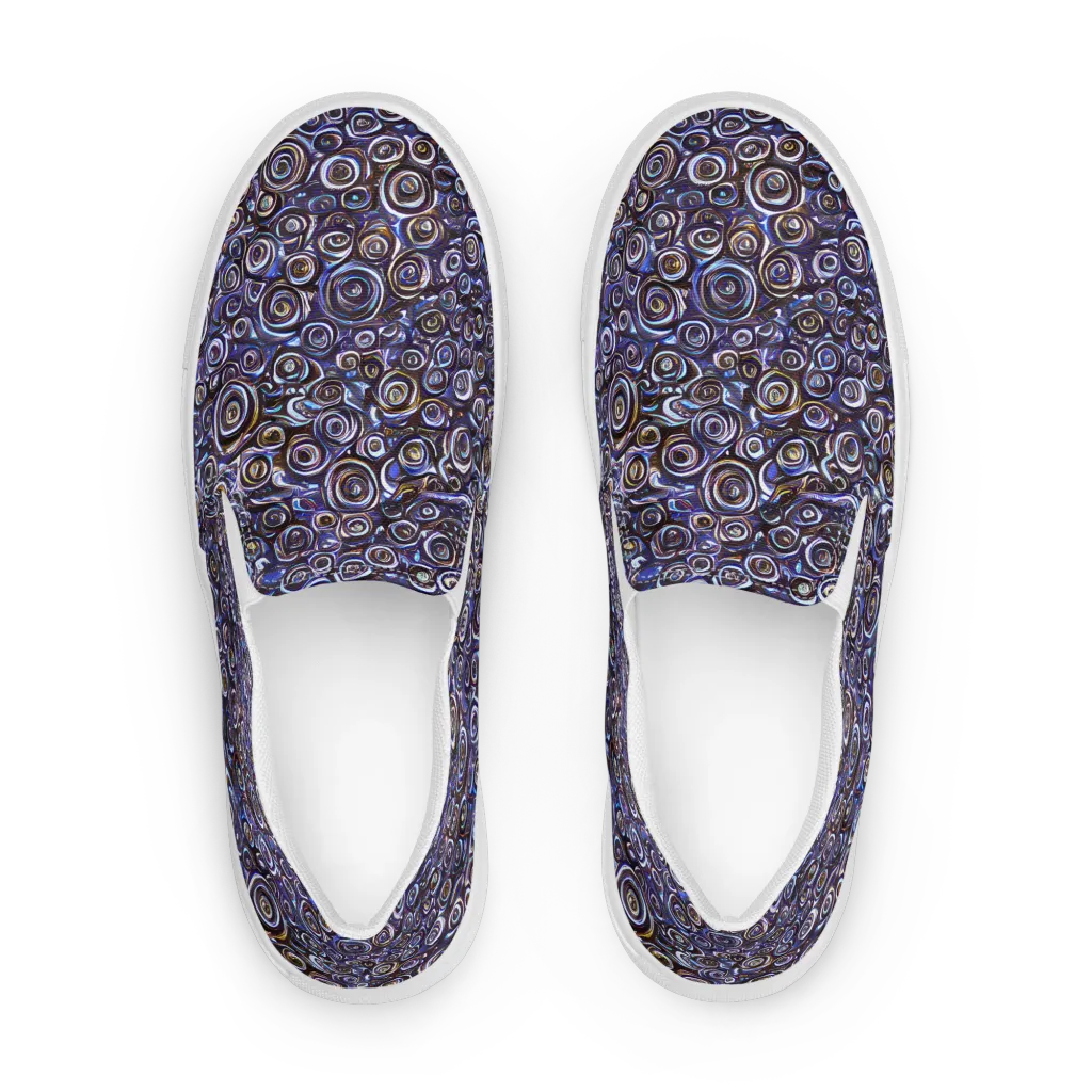 Midnight Spirals on Women's Slip-On Canvas Shoes — Front