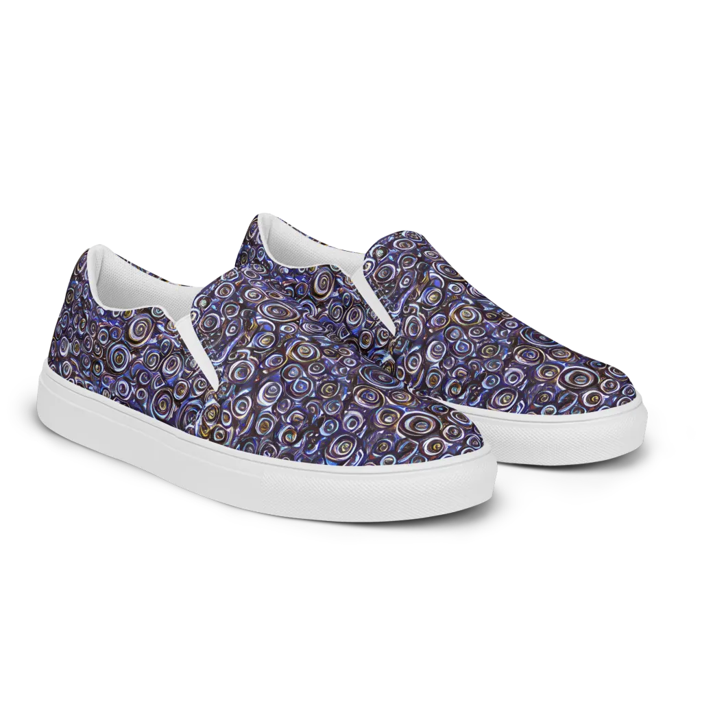 Midnight Spirals on Women's Slip-On Canvas Shoes — Right Front