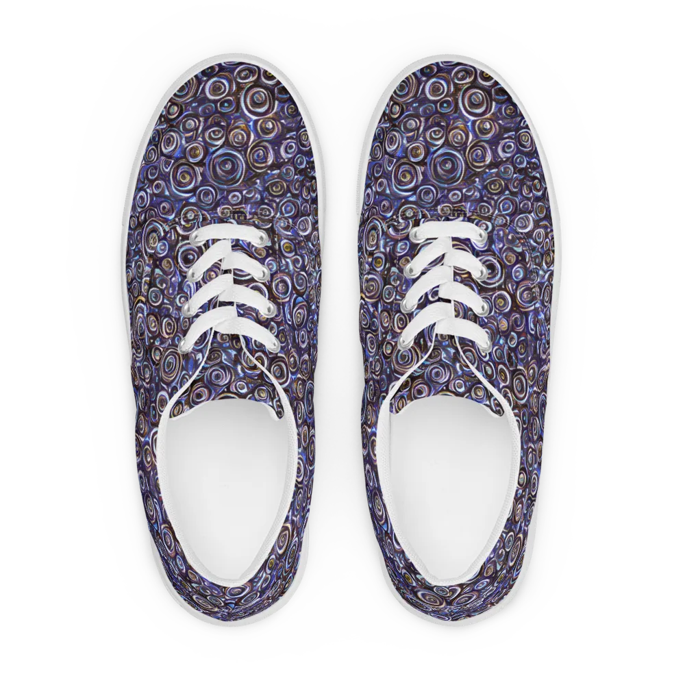 Midnight Spirals on Men's Lace-Up Canvas Shoes — Front