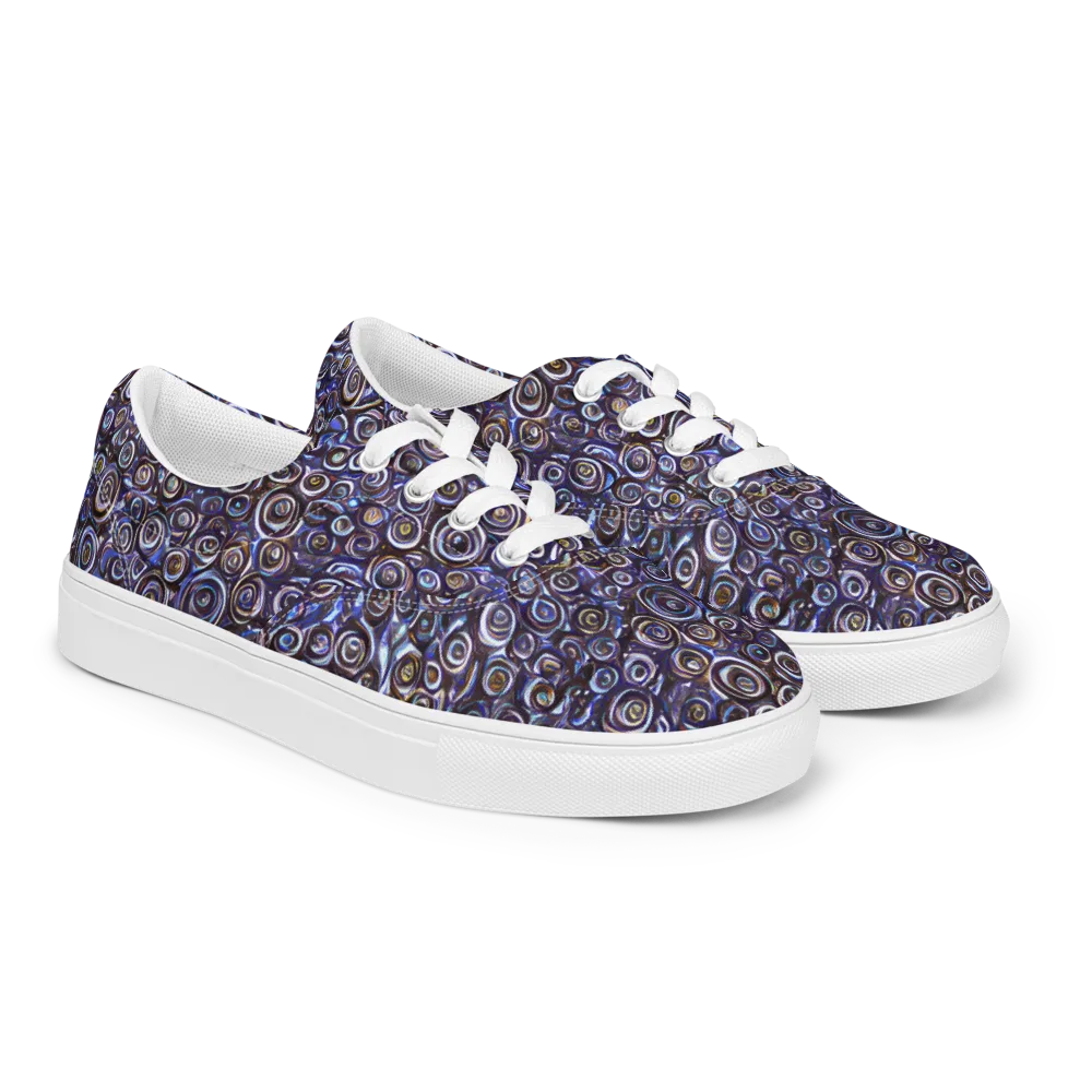 Midnight Spirals on Men's Lace-Up Canvas Shoes — Right Front