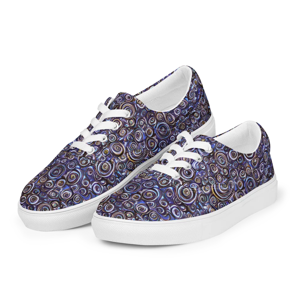 Midnight Spirals on Men's Lace-Up Canvas Shoes — Left Front