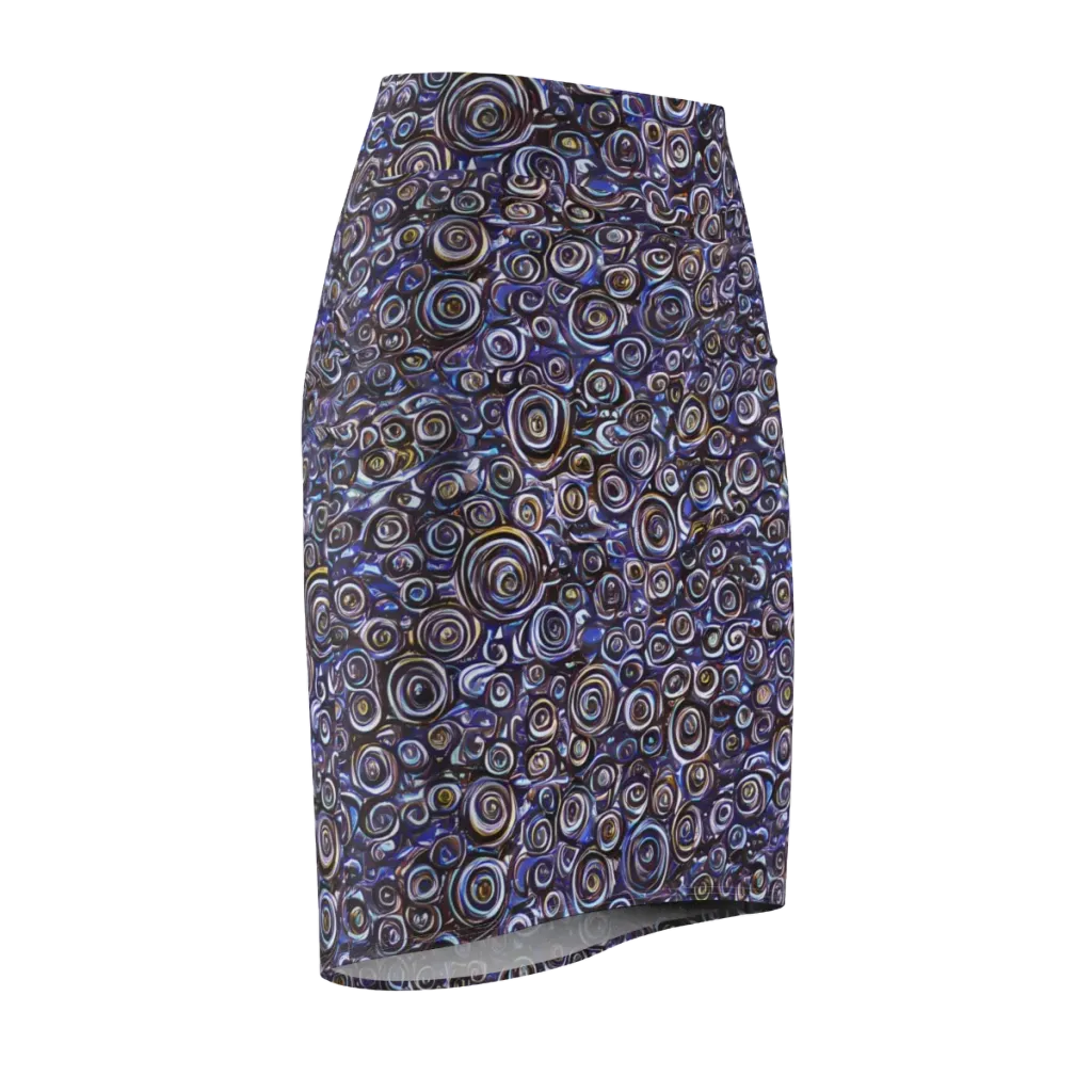 Midnight Spirals on Pencil Skirt — Front Side