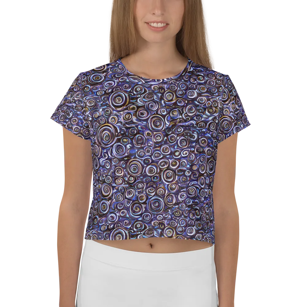 Midnight Spirals on Crop Tee — Front