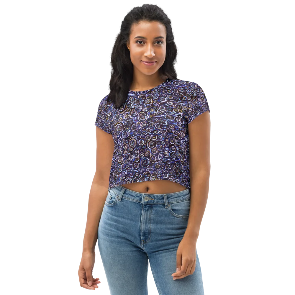 Midnight Spirals on Crop Tee — Front