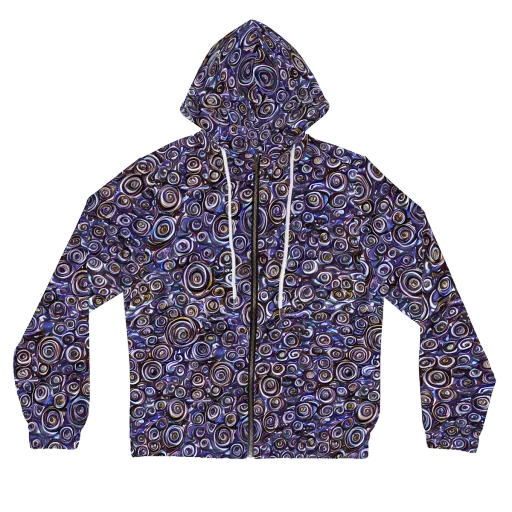 Midnight Spirals on a Women's Full-Zip Hoodie
