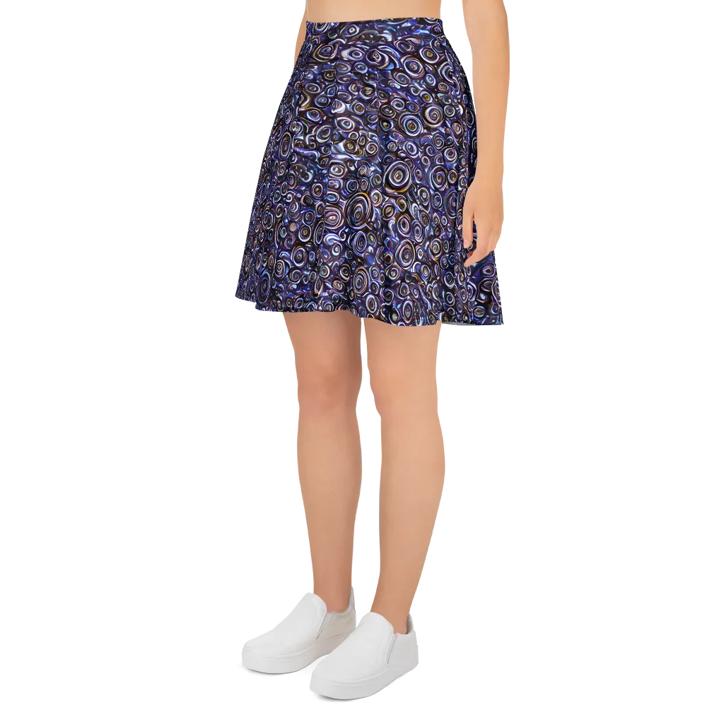 Midnight Spirals on Skater Skirt — Left