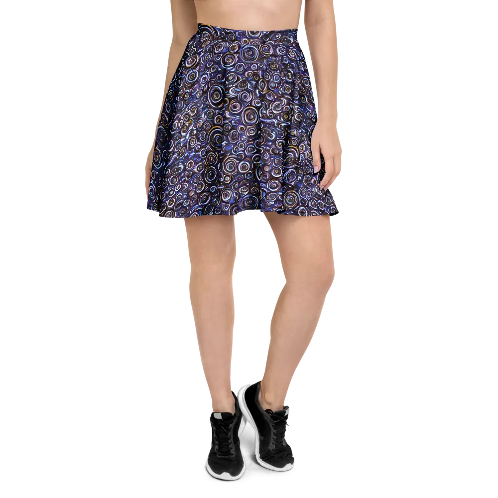 Midnight Spirals on Skater Skirt — Front