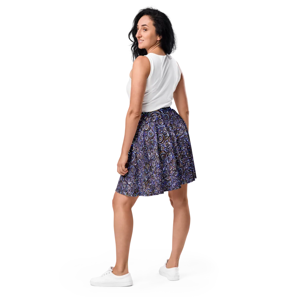 Midnight Spirals on Skater Skirt — Back