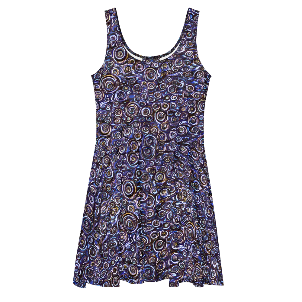 Midnight Spirals on Skater Dress — Front