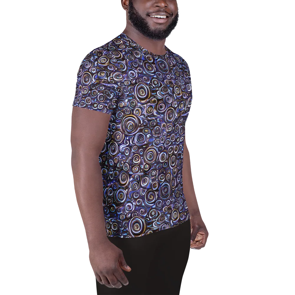 Midnight Spirals on Men's Athletic T-Shirt — Right