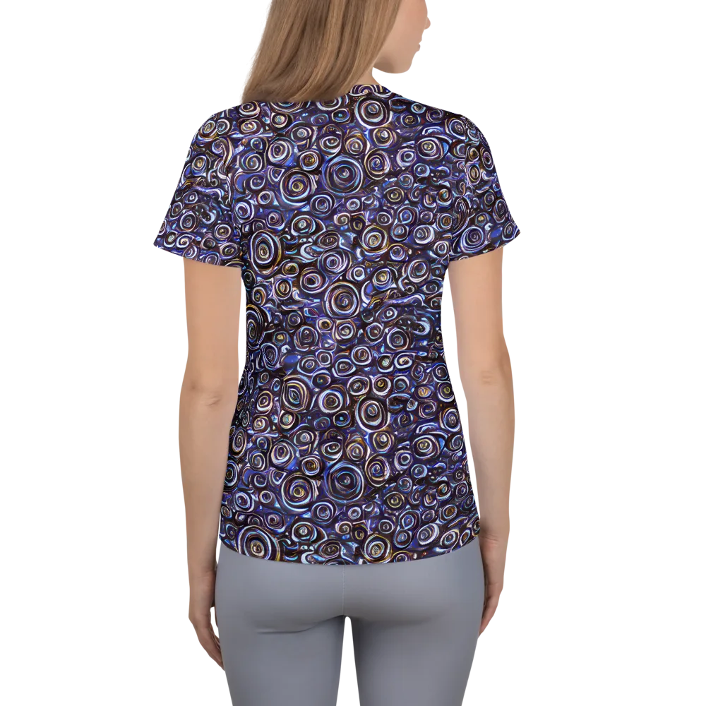 Midnight Spirals on Women's Athletic T-Shirt — Back