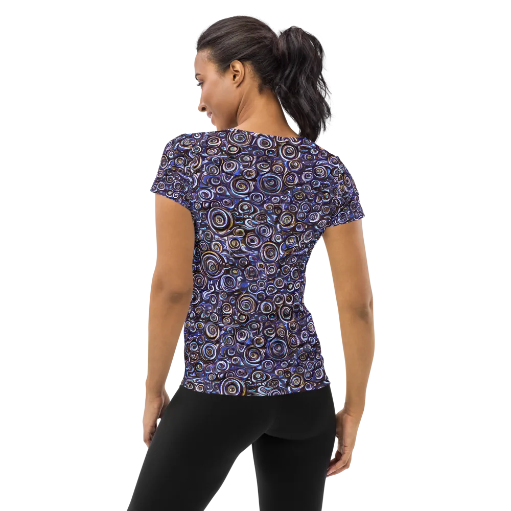 Midnight Spirals on Women's Athletic T-Shirt — Back