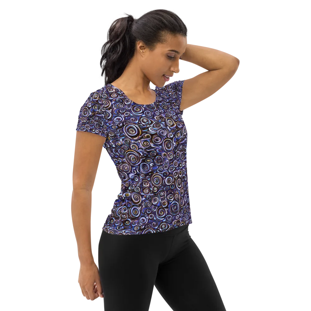 Midnight Spirals on Women's Athletic T-Shirt — Right
