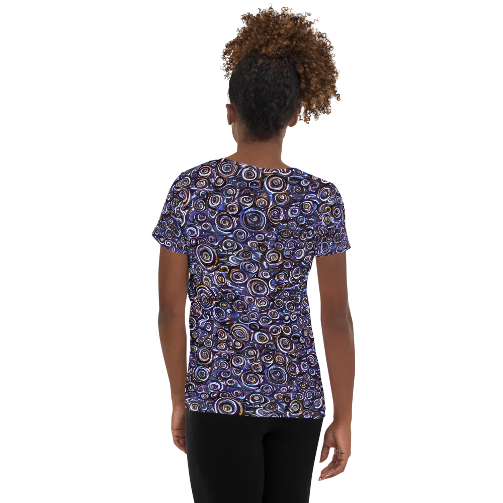 Midnight Spirals on Women's Athletic T-Shirt — Back