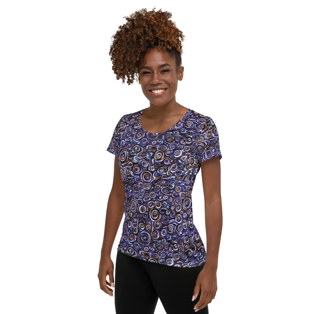 Midnight Spirals on Women's Athletic T-Shirt — Left
