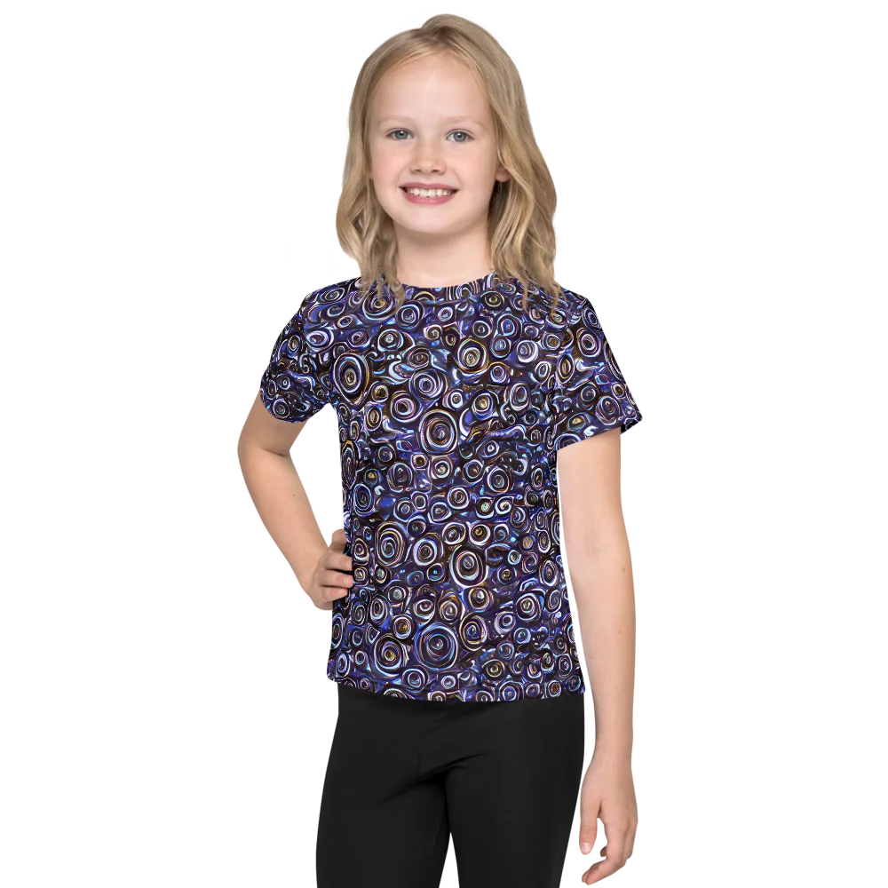 Midnight Spirals on Kids Crew Neck T-Shirt — Front