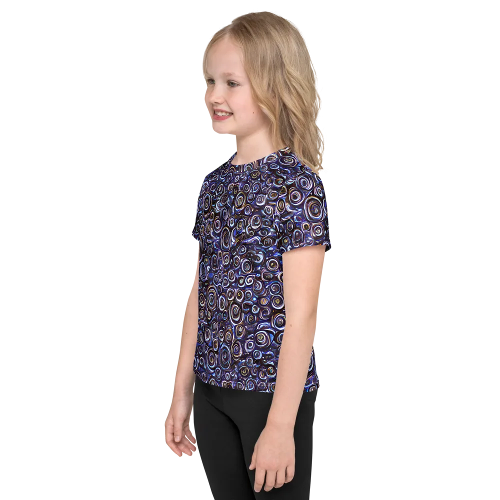 Midnight Spirals on Kids Crew Neck T-Shirt — Left