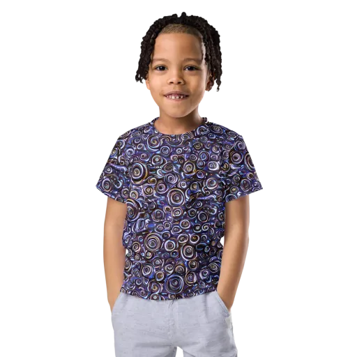 Midnight Spirals on a Kids Crew Neck T-Shirt