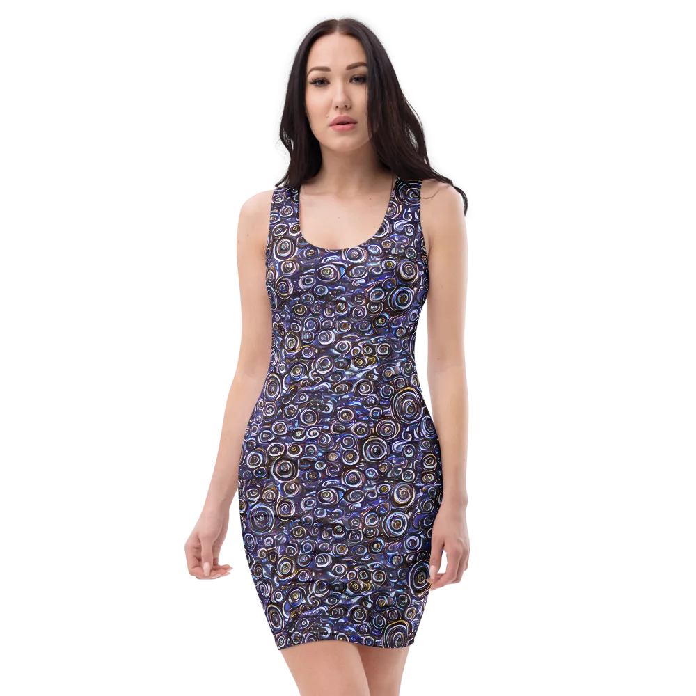 Midnight Spirals on Bodycon Dress — Front