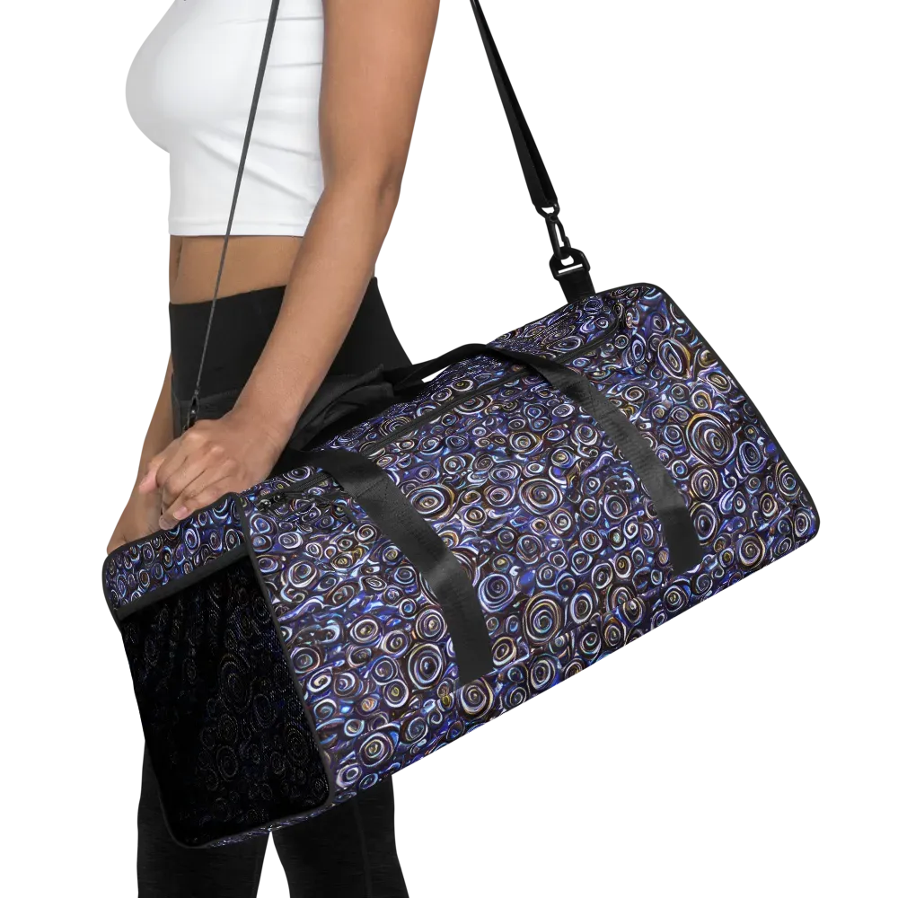 Midnight Spirals on Duffle Bag — Front