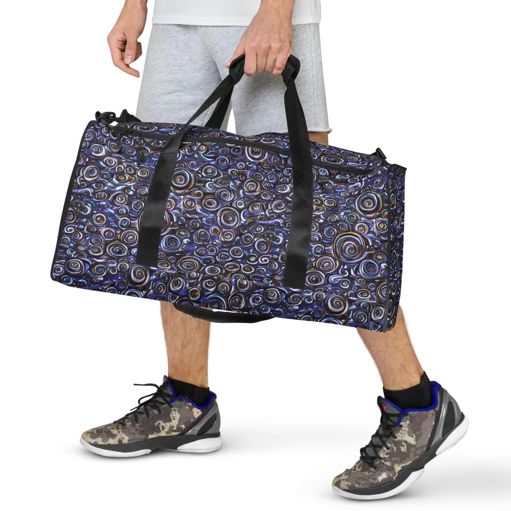 Midnight Spirals on Duffle Bag — Front