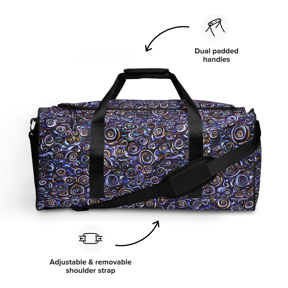 Midnight Spirals on Duffle Bag — Front